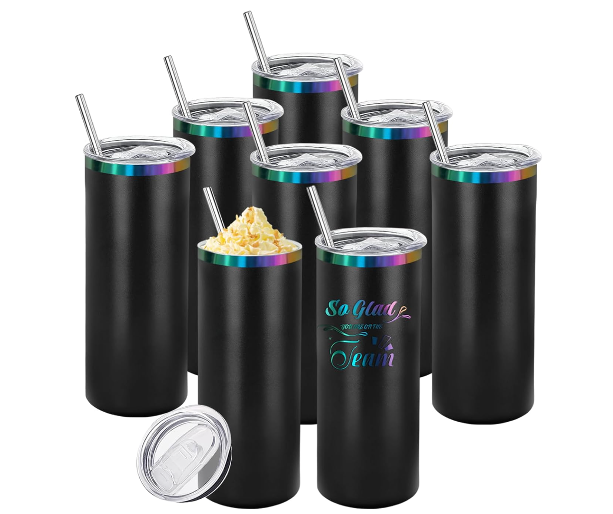 20 oz Black-to-Rainbow Stainless Tumbler