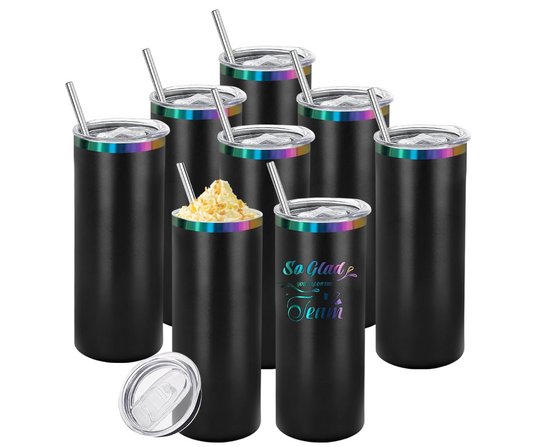 20 oz Black-to-Rainbow Stainless Tumbler